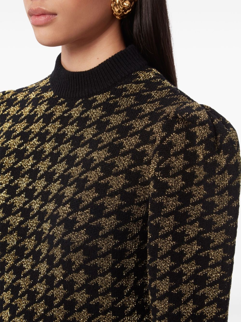 Shop Nina Ricci Houndstooth Jacquard Sweater In Gold