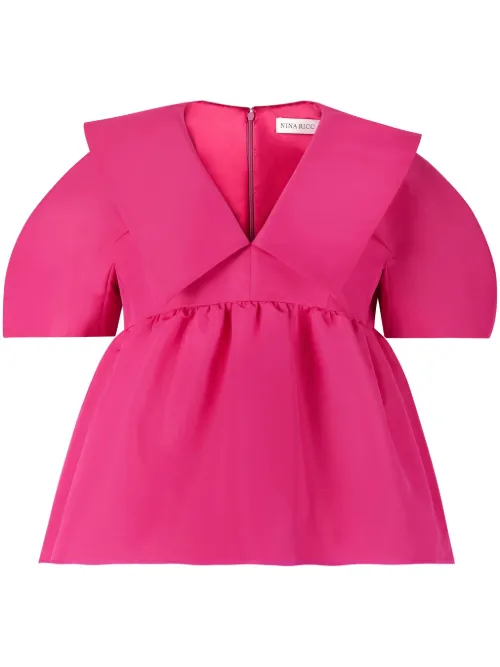 Haut en taffetas à col v - Nina Ricci - Modalova