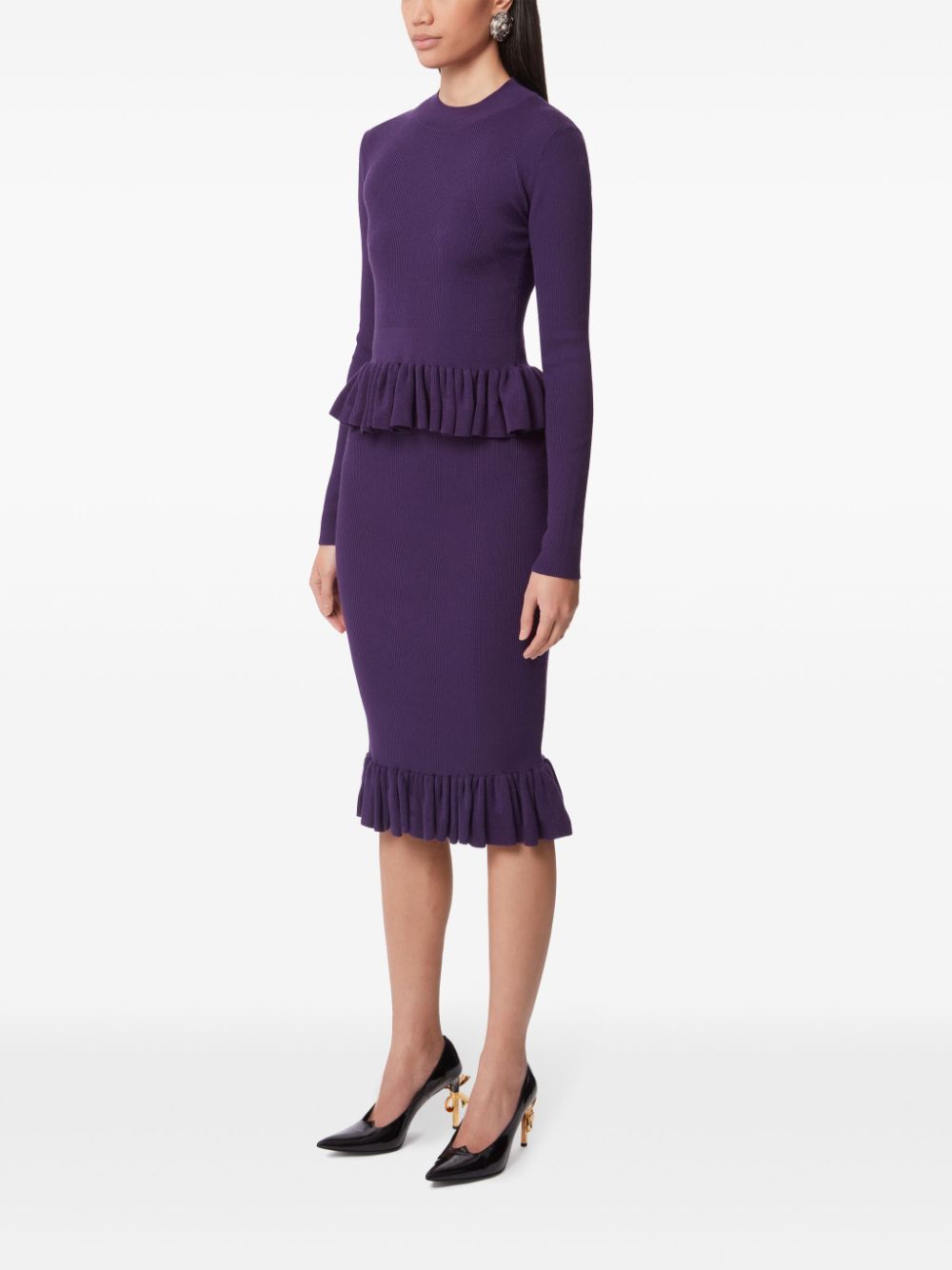 Shop Nina Ricci Ruffle-detailing Wool-blend Top In Purple