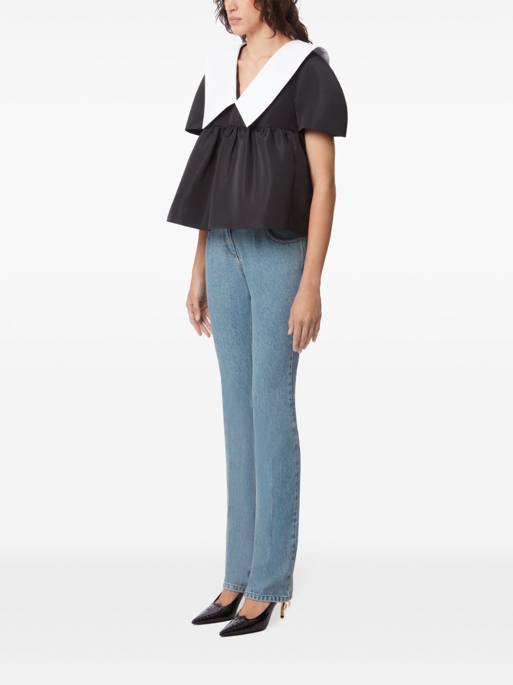 NINA RICCI TAFFETA V-NECK TOP 