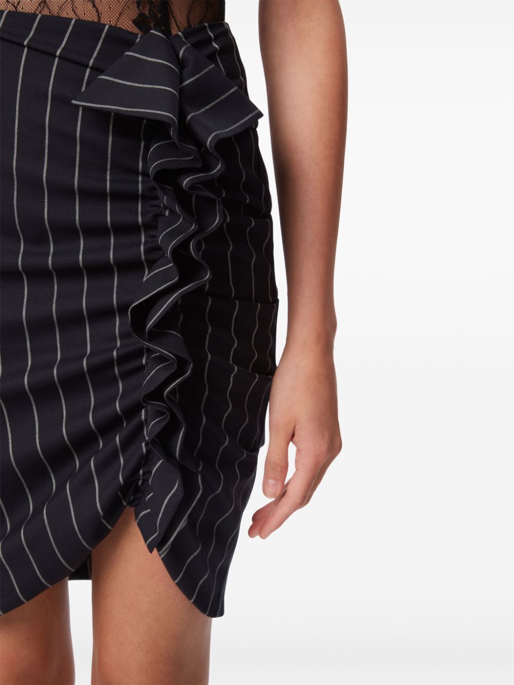 Nina Ricci Pinstripe Draped Mid Skirt Women