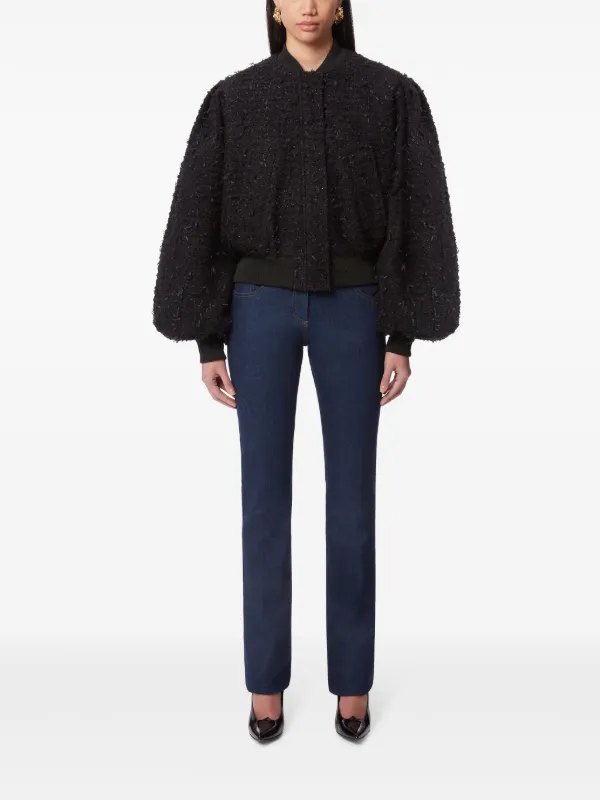 ニナリッチ ボンバージャケット Nina Ricci クロップド ボンバージャケット | ブラック