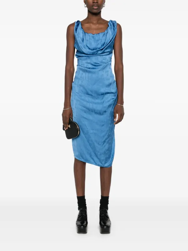 Vivienne Westwood safety-pin Jacquard Midi Dress | Blue | FARFETCH