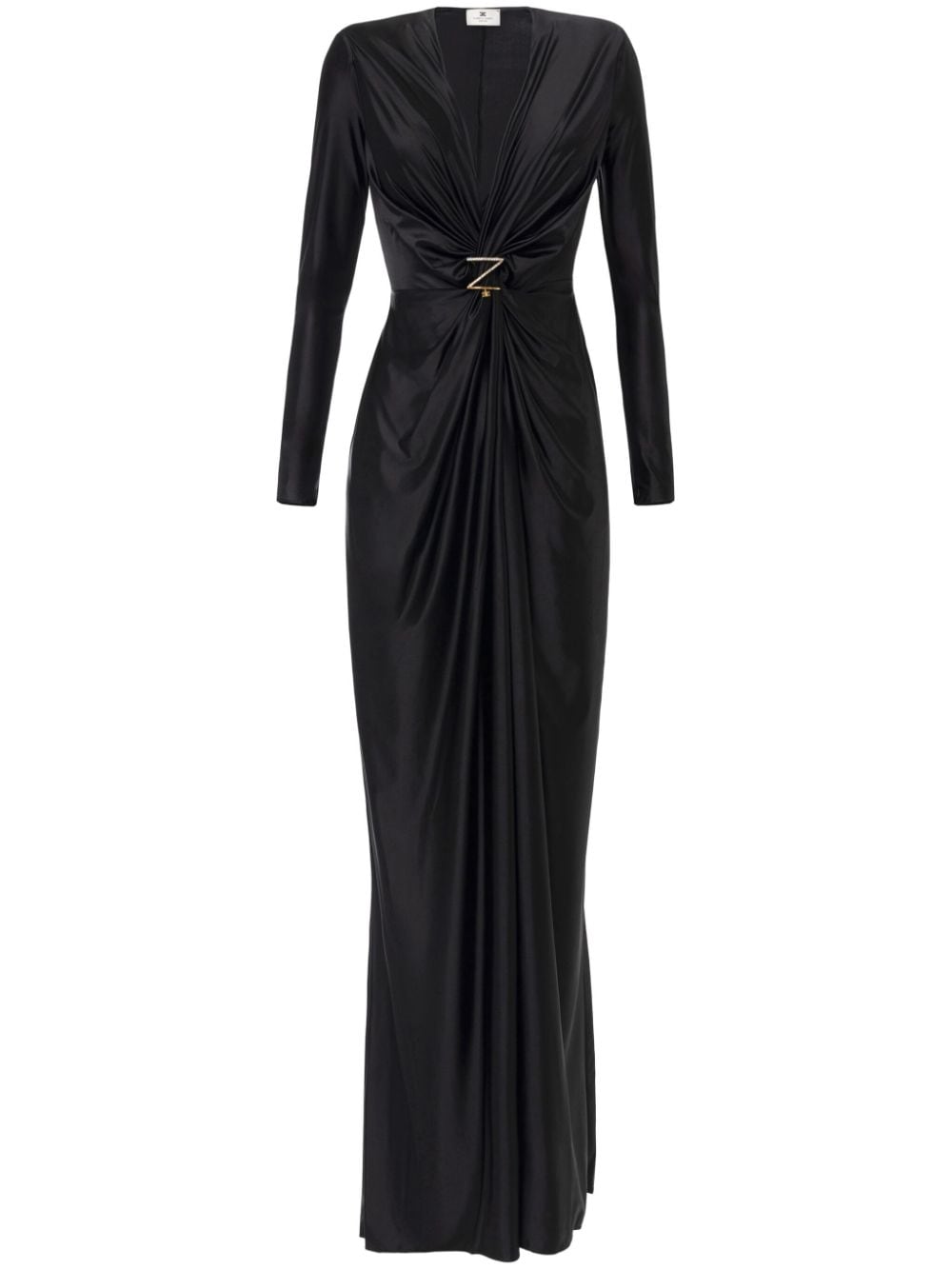 Shop Elisabetta Franchi Knot-detail Gown In Black