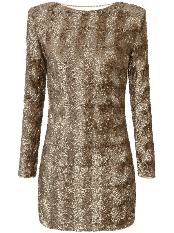 Elisabetta Franchi sequin-embellished Tulle Mini Dress Brown
