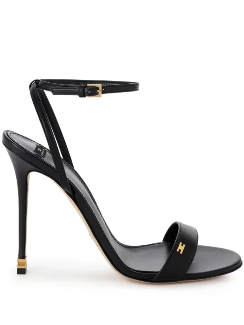 Mules en cuir à plaque logo 100 mm - Elisabetta Franchi - Modalova