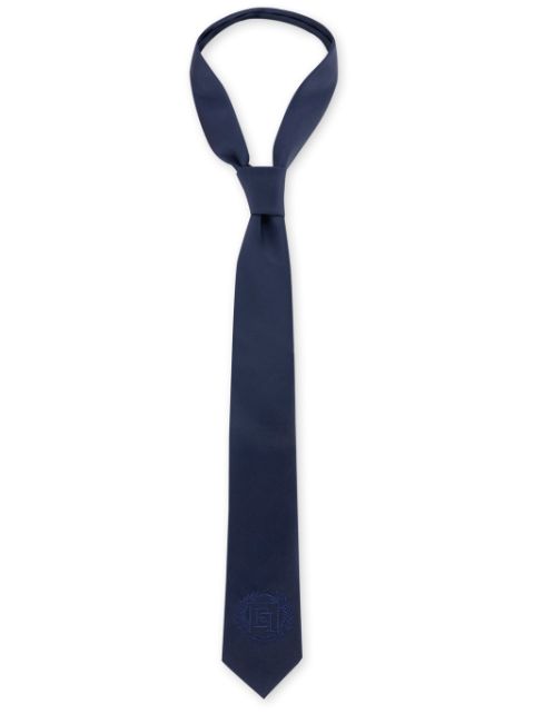 Elisabetta Franchi logo-embroidered velvet tie