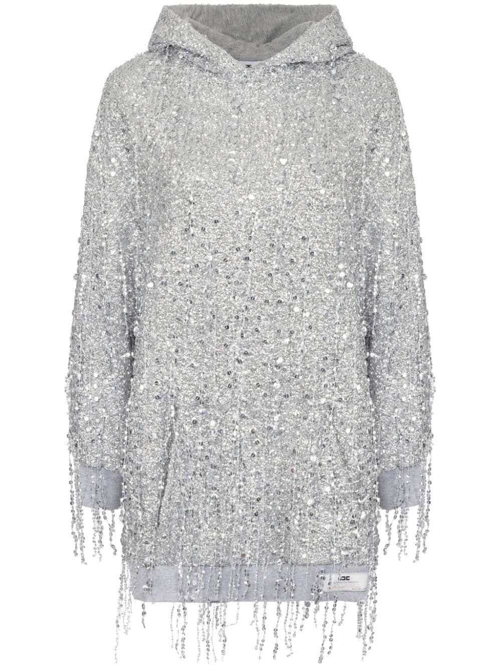 Elisabetta Franchi sequin-embellished hooded mini dress - Argento