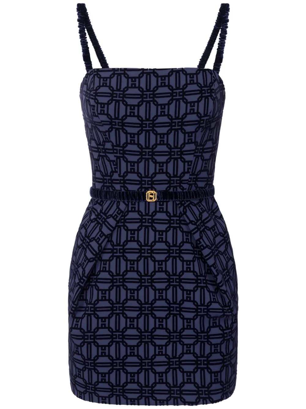 Elisabetta Franchi Flock crêpe mini-jurk Blauw
