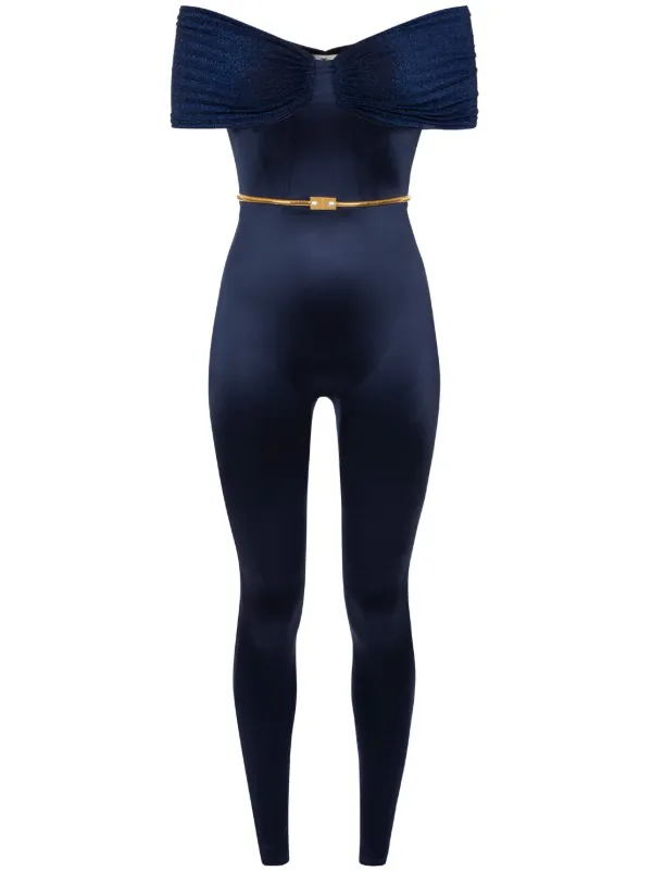 ワンピース ELISABETTA FRANCHI Strapless jumpsuit with waist belt Blu 23973140_54605536_600.jpg