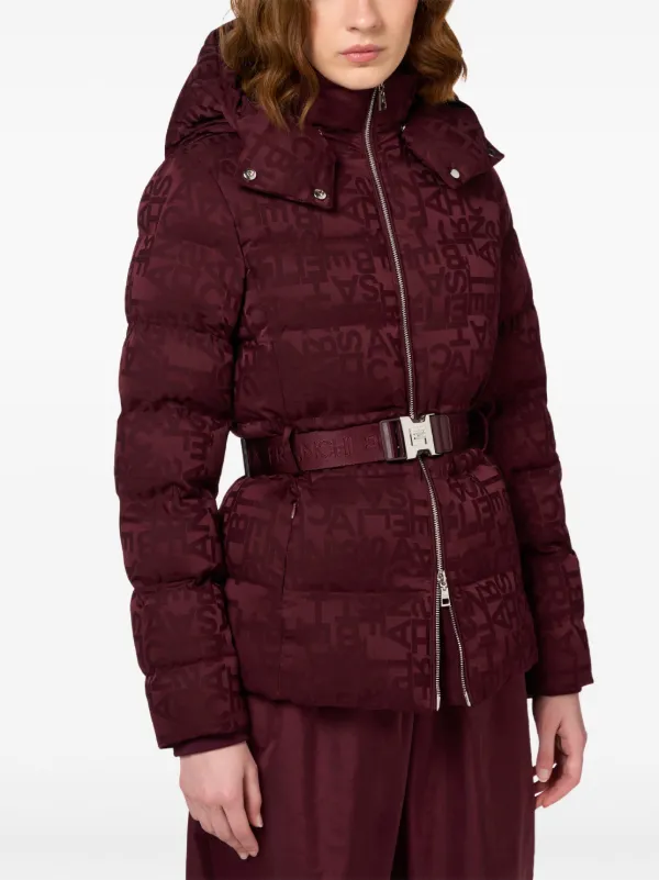 Elisabetta Franchi Jacquard Logo Belted Puffer Coat Red FARFETCH AE