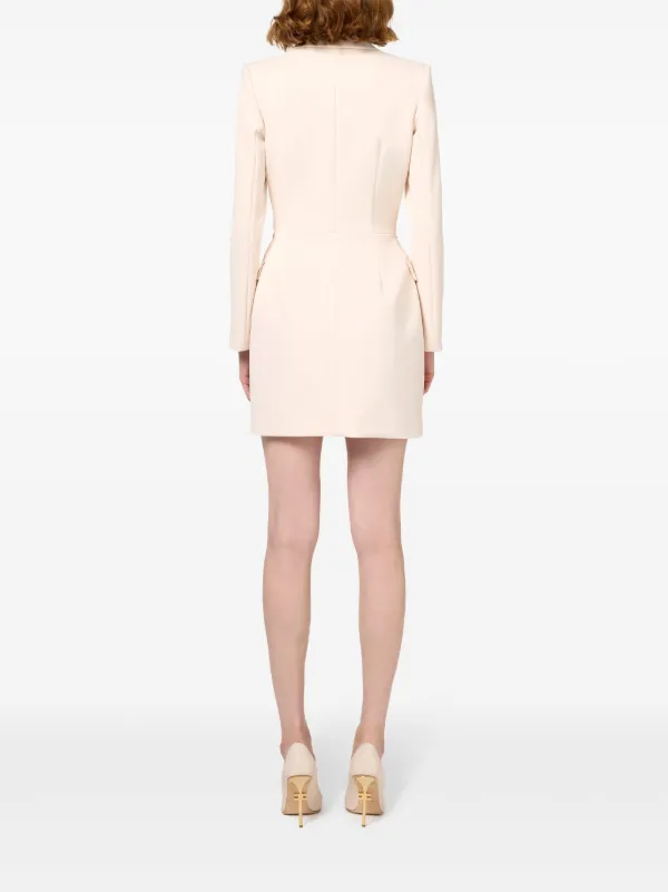 Elisabetta Franchi Belted Crepe Coat Dress | Neutrals