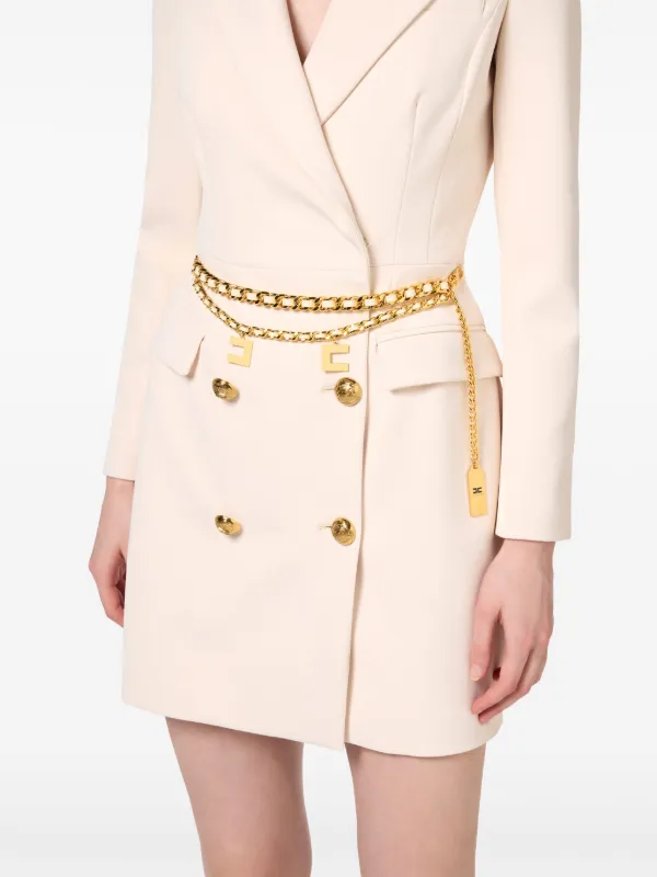 Elisabetta Franchi Belted Crepe Blazer Dress Neutrals FARFETCH CA