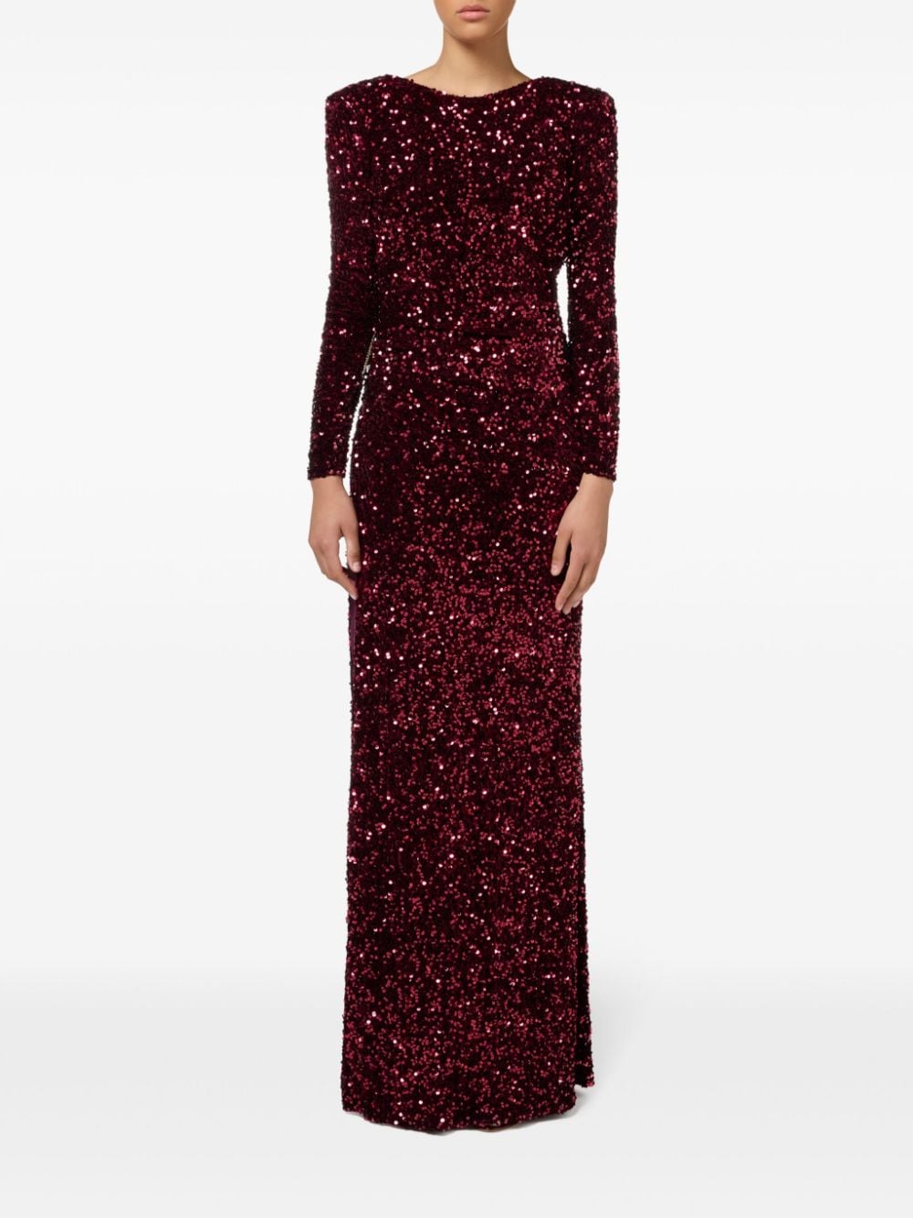 Shop Elisabetta Franchi Sequin-embellished Maxi Dress In Rot