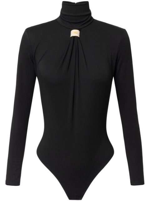 Elisabetta Franchi draped logo-plaque bodysuit