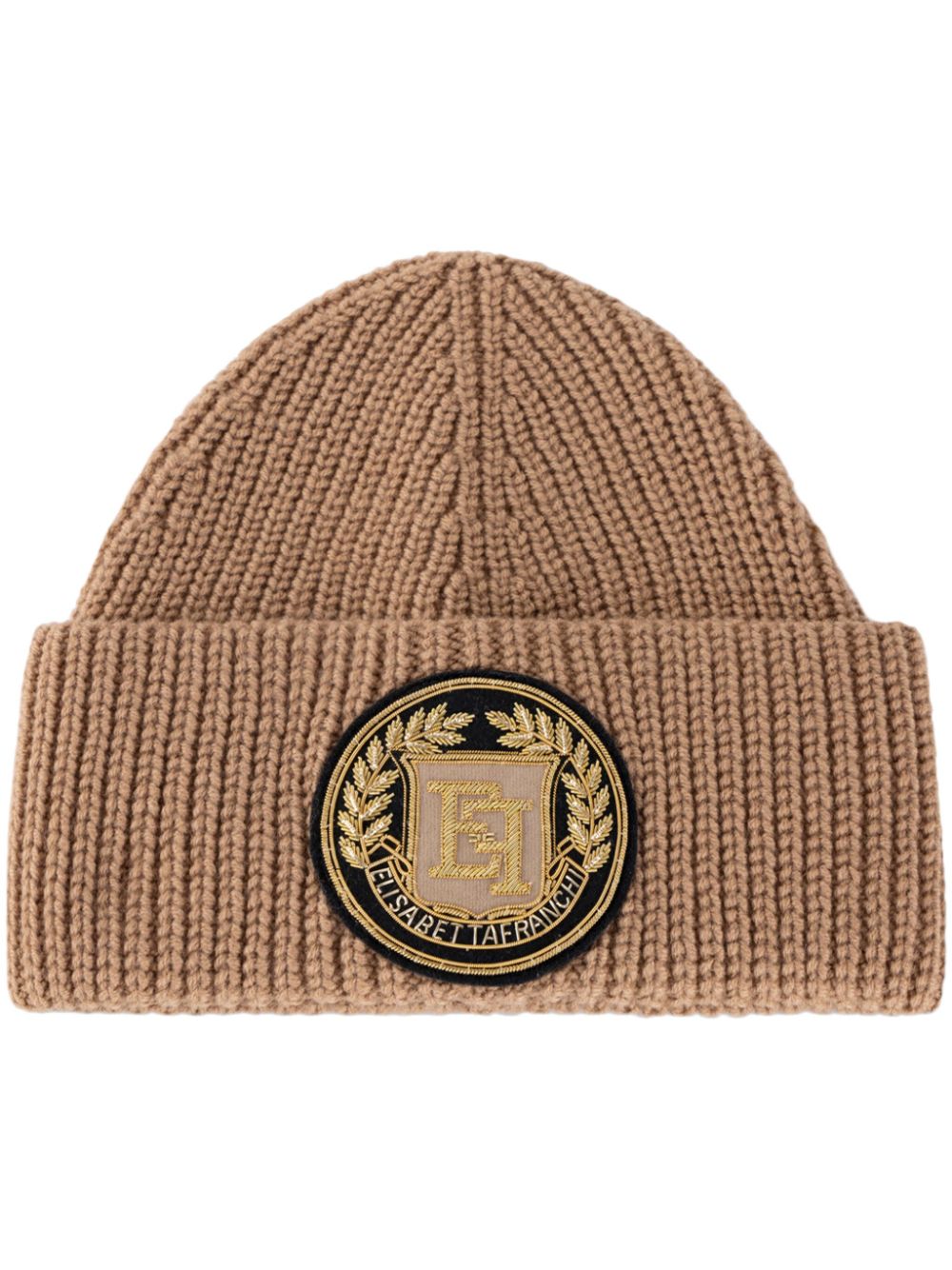 Elisabetta Franchi logo patch beanie - Brown