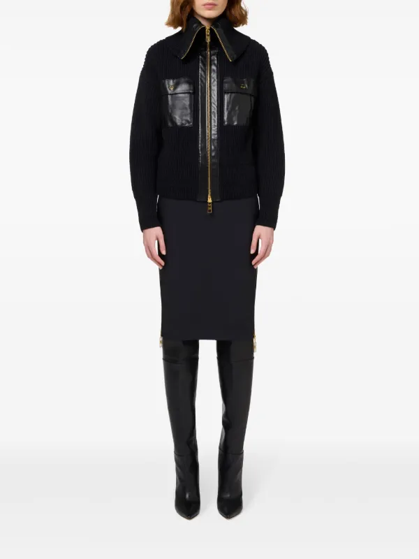 スカート ELISABETTA FRANCHI DOUBLE CREPE SKIRT WITH TUXEDO DETAILS Skirt in lightweight double-layer crêpe fabric with jewel