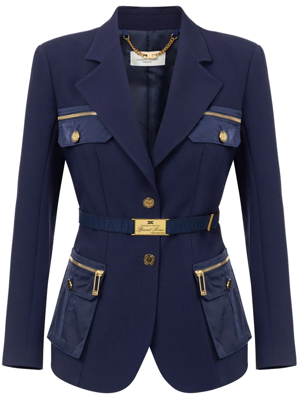 Elisabetta Franchi Cargo blazer met meerdere zakken Blauw