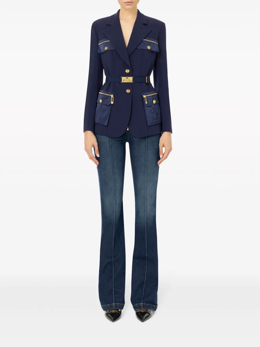 Elisabetta Franchi Cargo blazer met meerdere zakken - Blauw