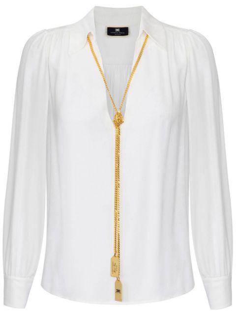 Elisabetta Franchi necklace-appliqué georgette blouse