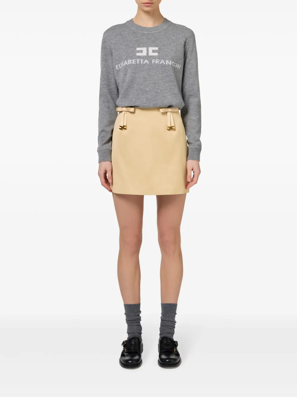 Elisabetta Franchi intarsia-knit logo jumper - Grijs