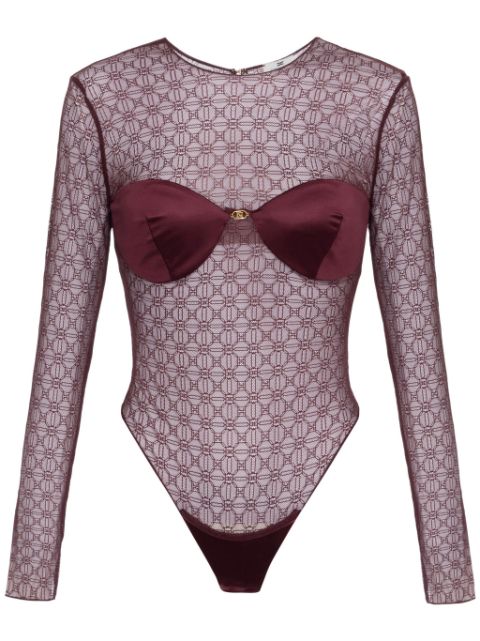 Elisabetta Franchi jacquard tulle bodysuit