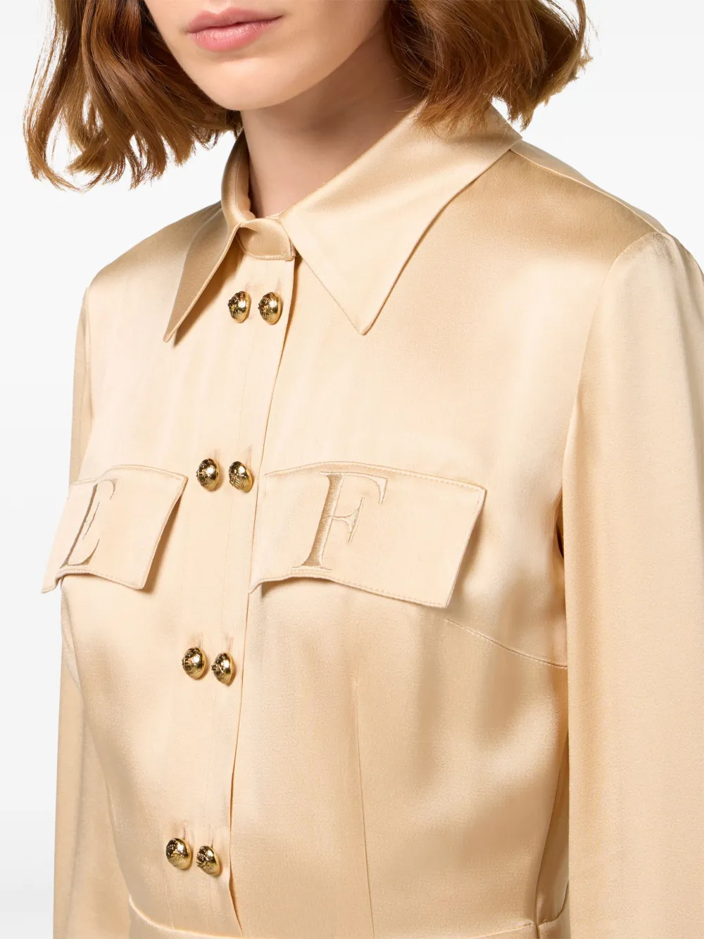 Elisabetta Franchi Crêpe blousejurk Beige