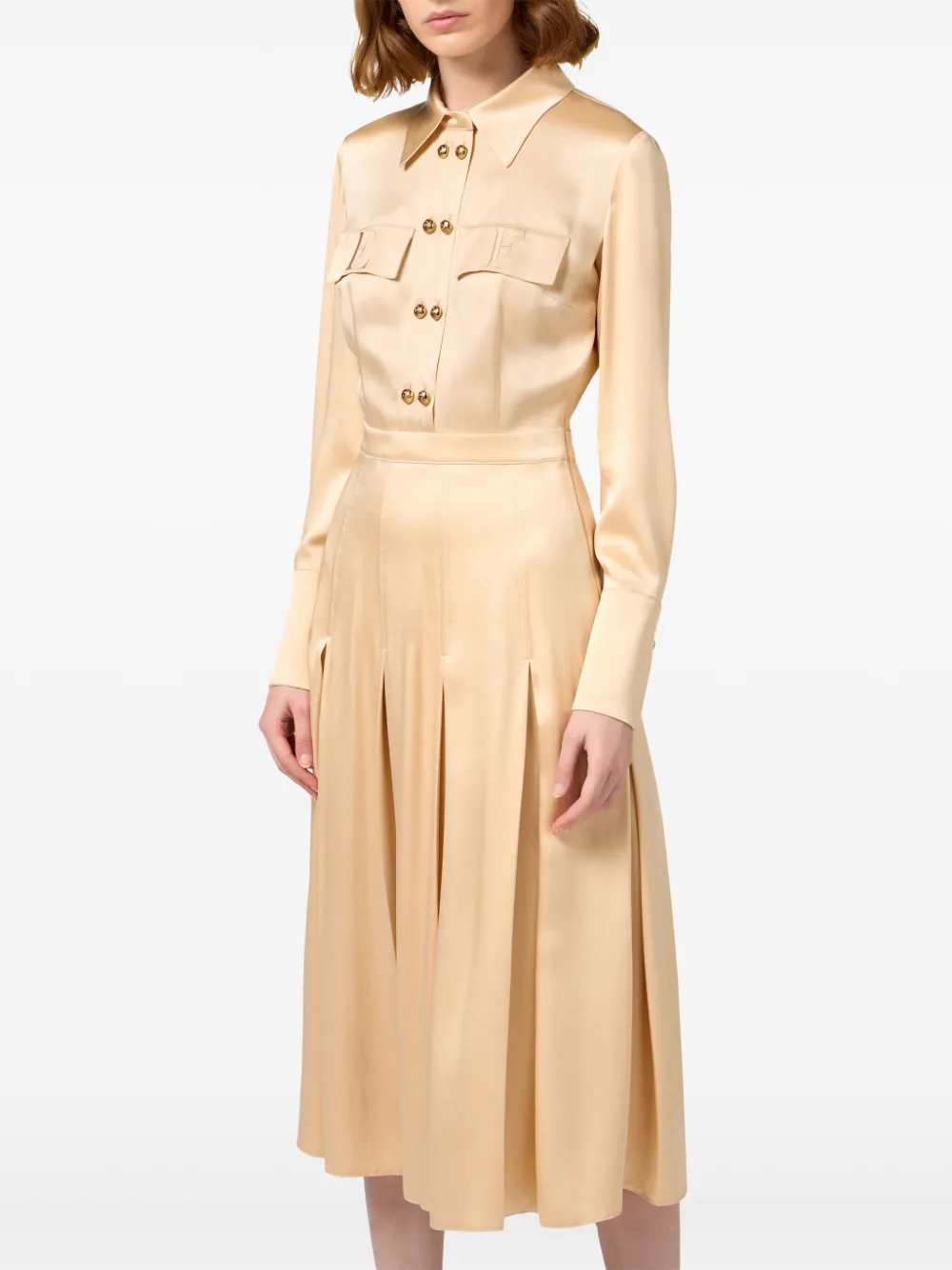 Elisabetta Franchi Crêpe blousejurk Beige