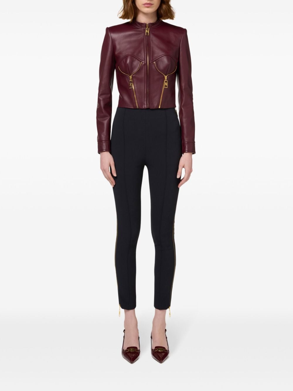 Elisabetta Franchi bustier design leather jacket - Rood