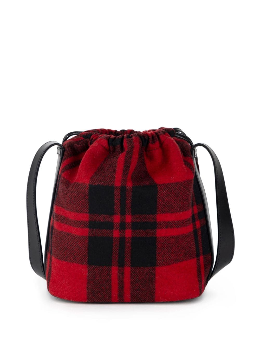 Shop Elisabetta Franchi Checked Bucket Bag In Black