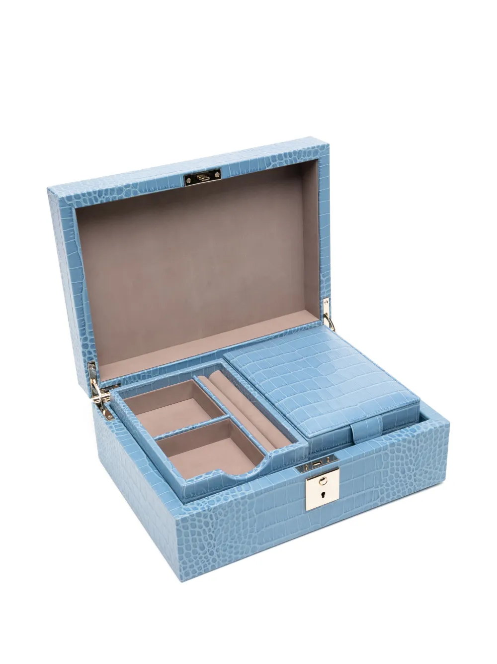 Smythson Mara Jewellery Box In Blue