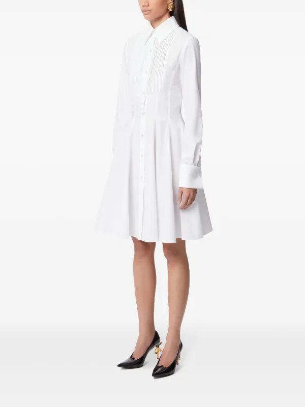 Nina Ricci pintuck-detailing Poplin Shirt Dress | White