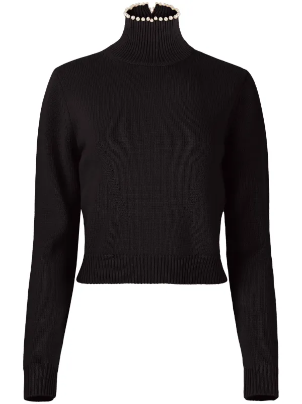 Nina Ricci Bead-embellished Wool-blend Jumper in Black