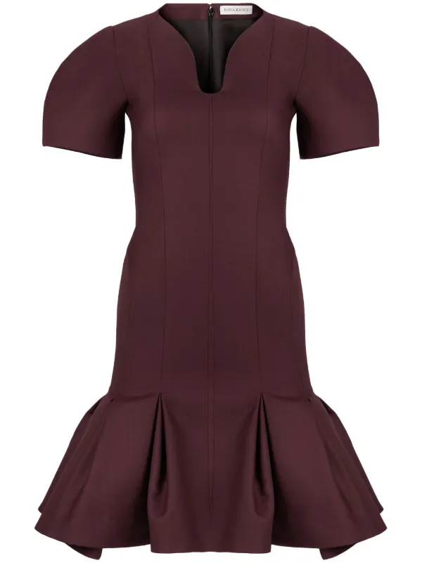 Nina Ricci ペプラムヘム ドレス | ブラウン | FARFETCH JP