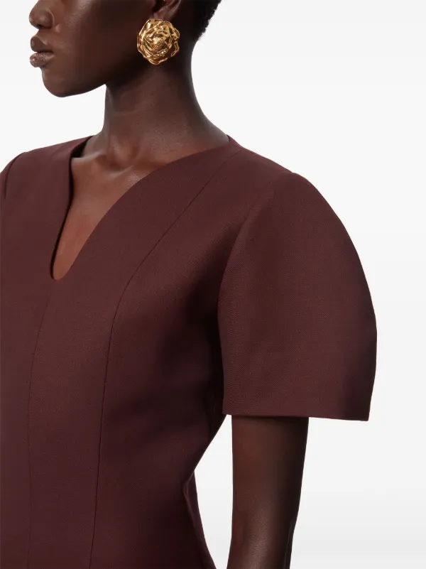 Nina Ricci ペプラムヘム ドレス | ブラウン | FARFETCH JP