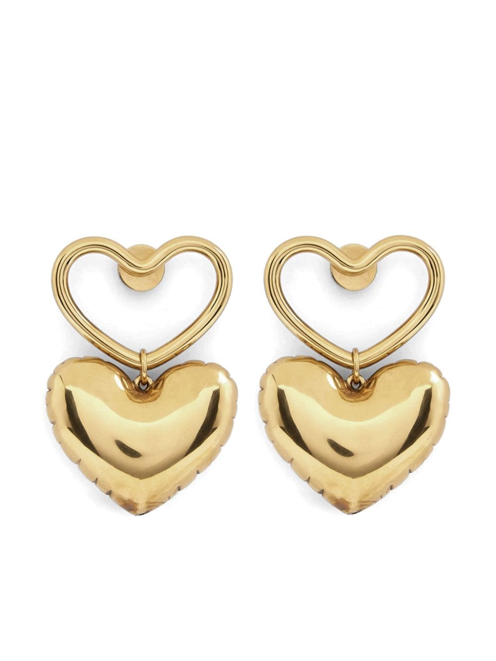 Shop Nina Ricci Heart Charm Dangle Earrings In Gold