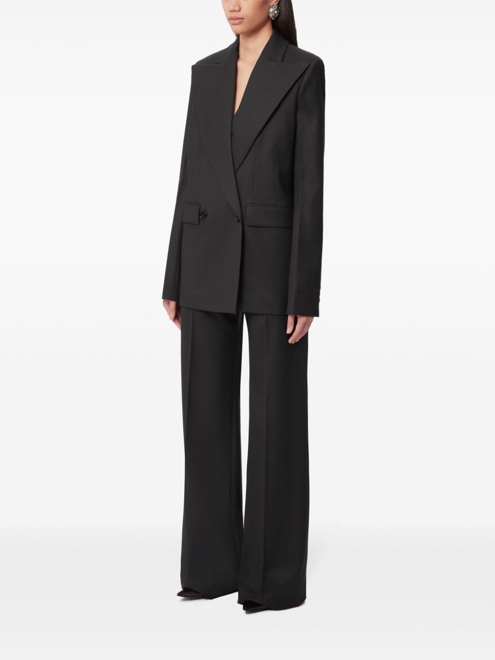 Shop Nina Ricci Wide-leg Wool Trousers In Black