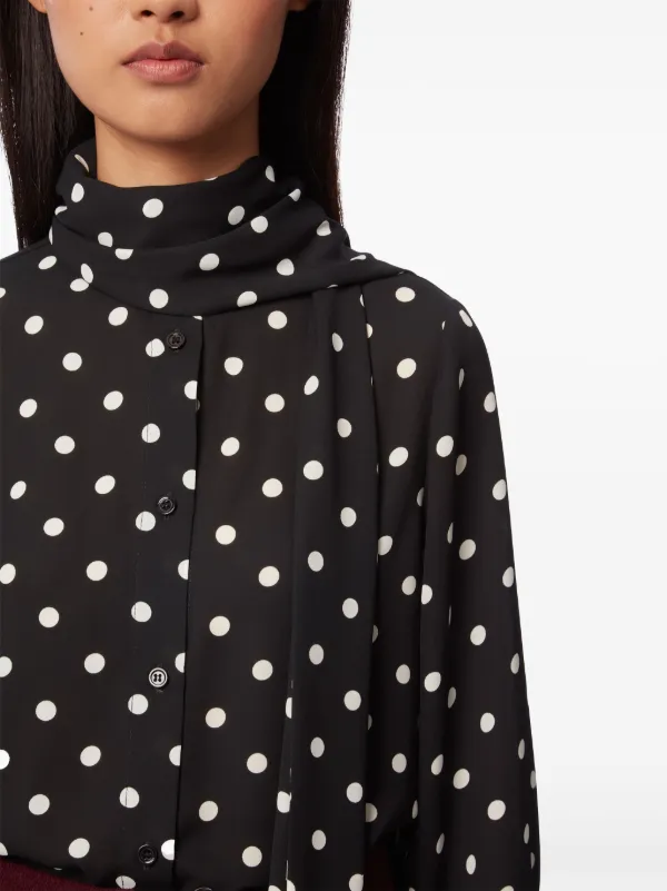 Nina Ricci polka-dot pussy-bow Shirt | Black | FARFETCH