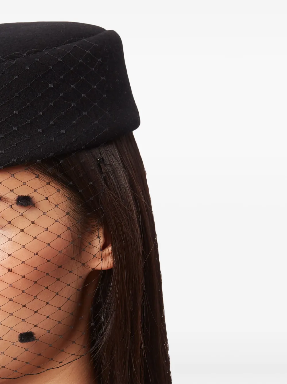 Nina Ricci Veiled Pillbox Hat In Black