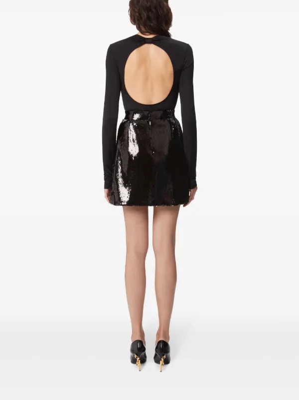 Nina Ricci>>スパンコール装飾ミニスカート Nina Ricci スパンコール ミニスカート | ブラック | FARFETCH JP
