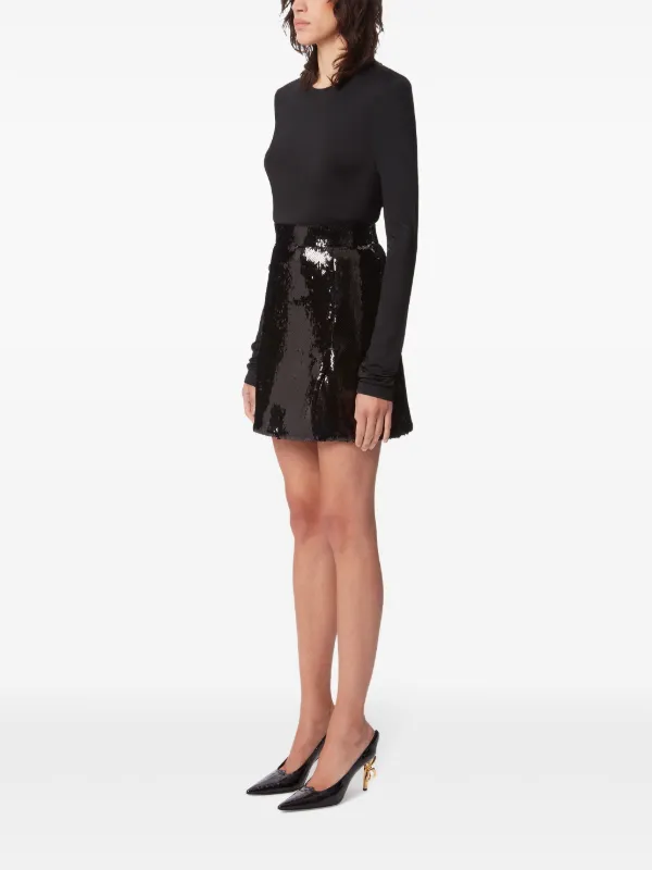Nina Ricci>>スパンコール装飾ミニスカート Nina Ricci スパンコール ミニスカート | ブラック | FARFETCH JP