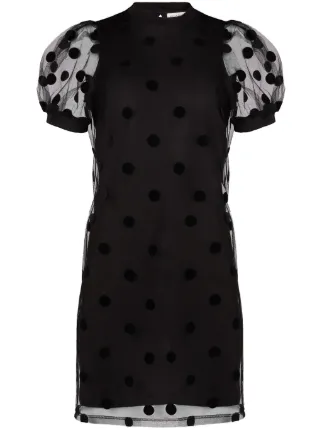 Tシャツ・カットソー NINA RICCI TWISTED POLKA DOTS TOP Polka dot tulle and jersey T-shirt in black - Nina Ricci