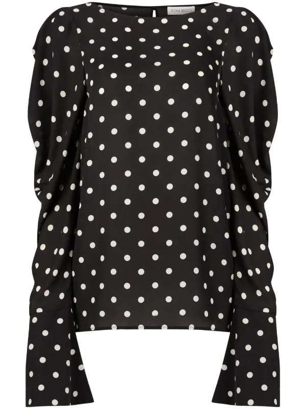 gray polka dot blouse