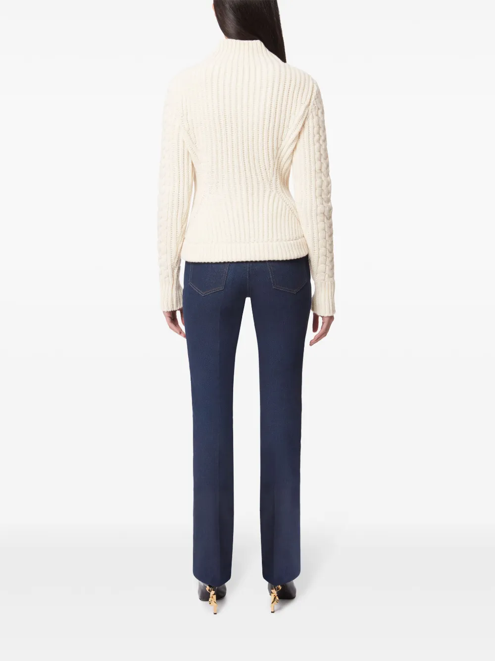Nina Ricci Cable-knit Wool And Cashmere-blend Turtleneck Sweater In Neutrals