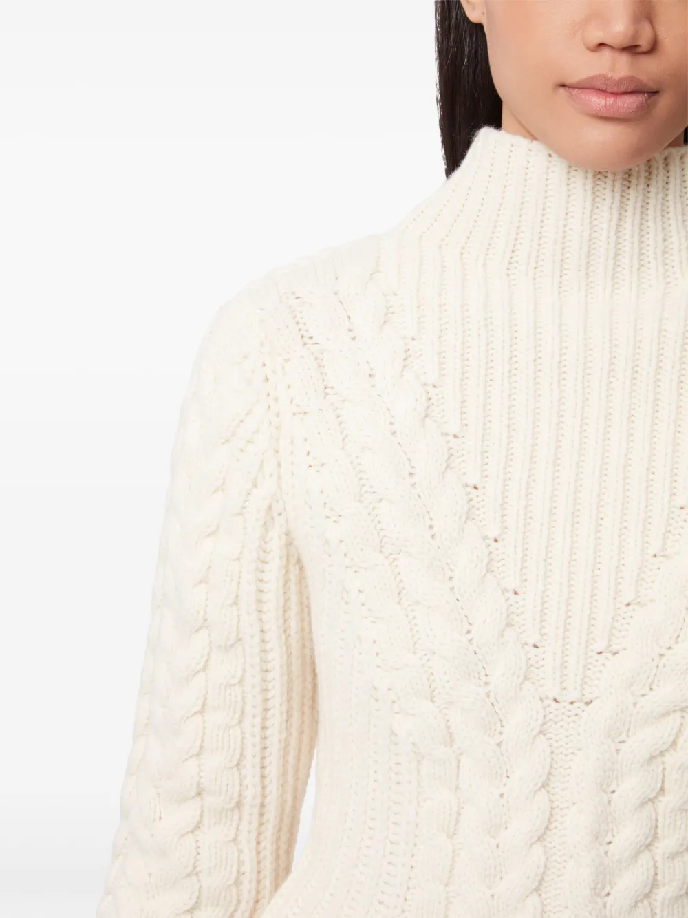 Nina Ricci Cable-knit Wool And Cashmere-blend Turtleneck Sweater In Neutrals