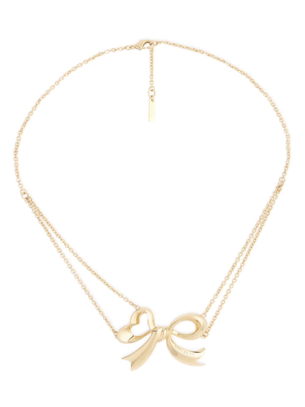 Shop Nina Ricci Double Chain Bow Necklace In Gold