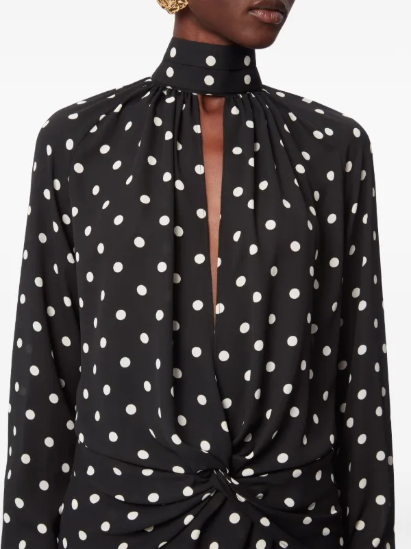 Nina Ricci polka-dot Print Midi Dress | Black | FARFETCH