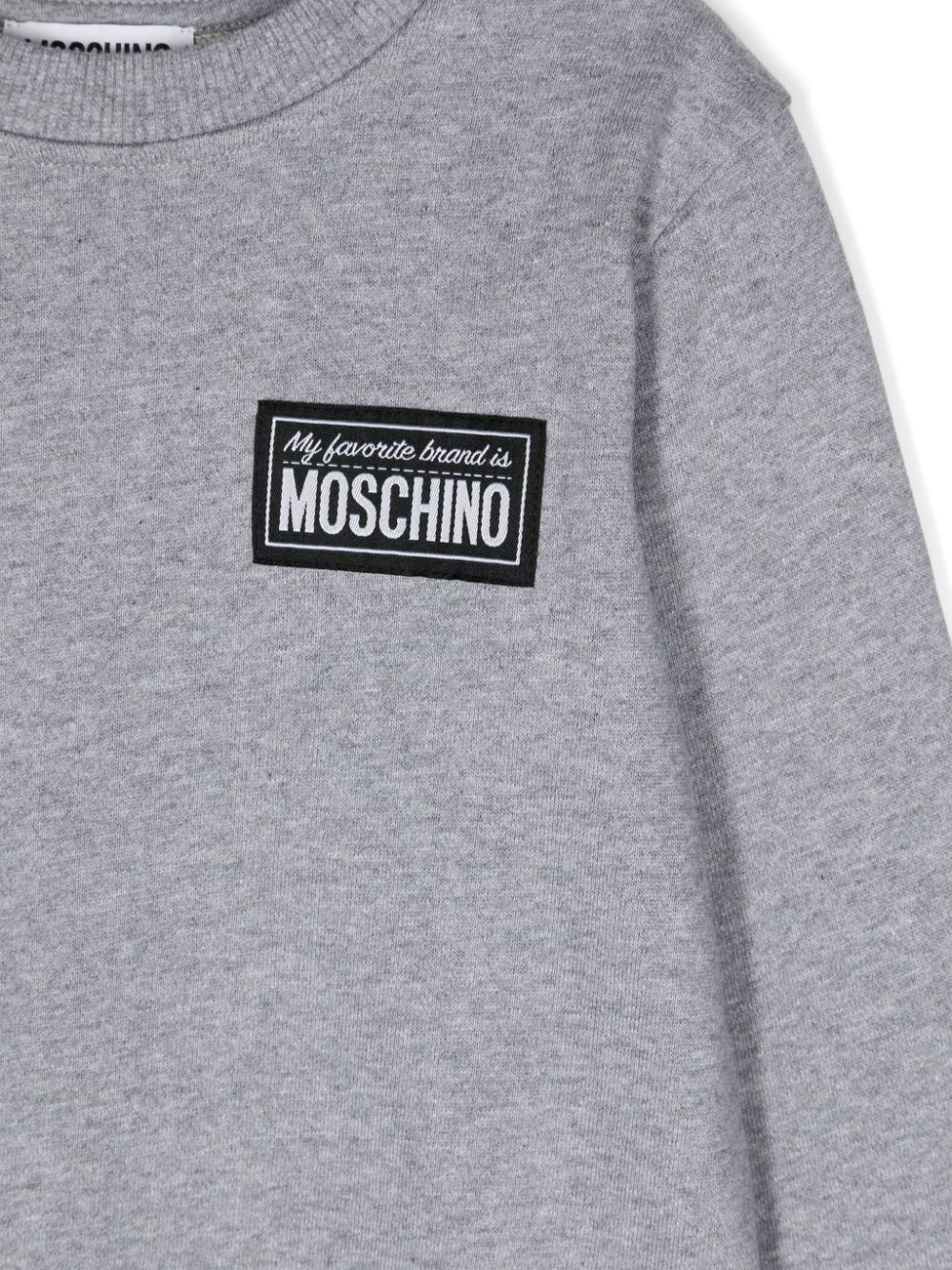 Shop Moschino Logo-patch Mélange Sweatshirt In Grey