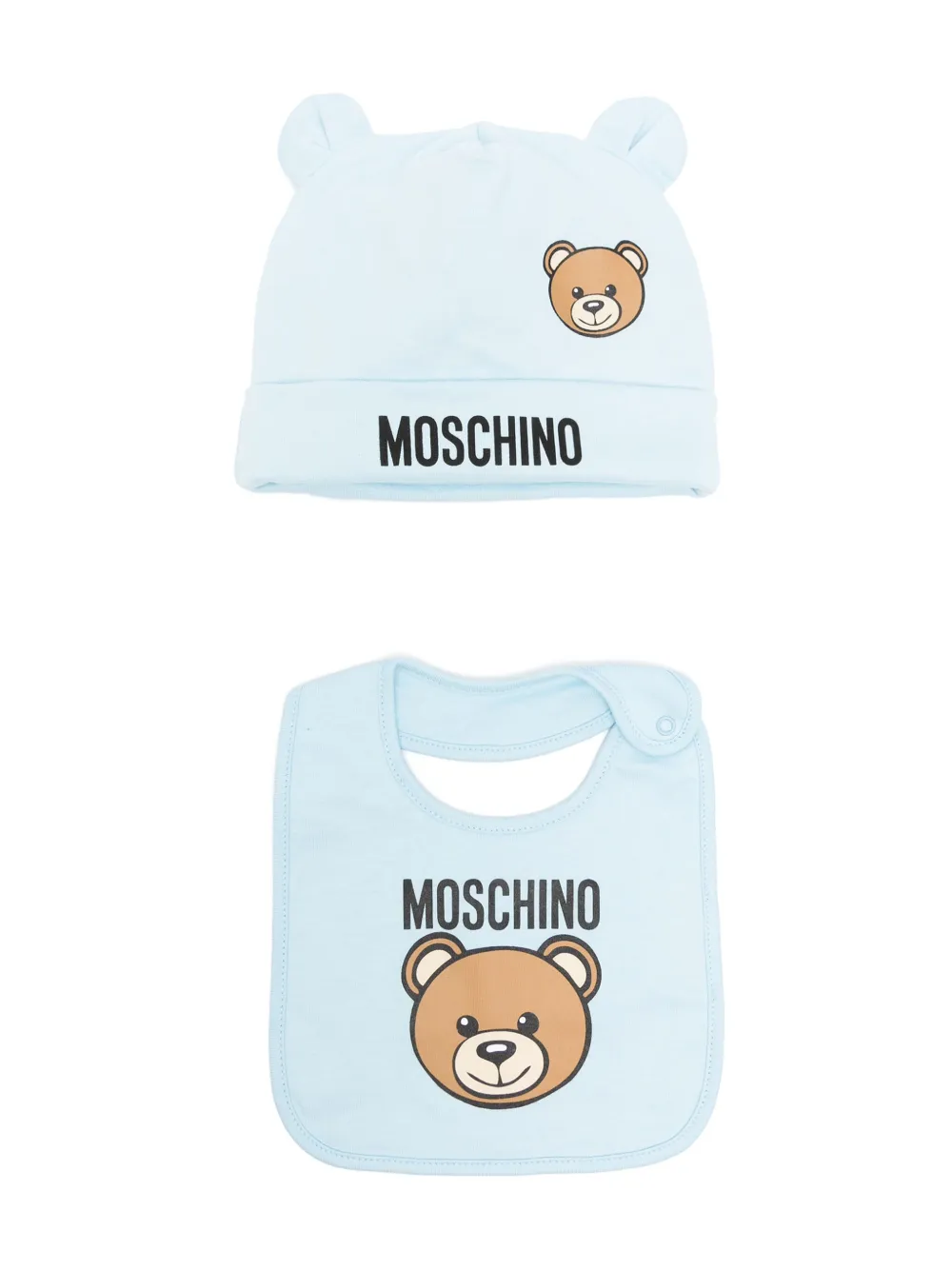 Moschino Teddy Bear-print Beanie Set In Blue