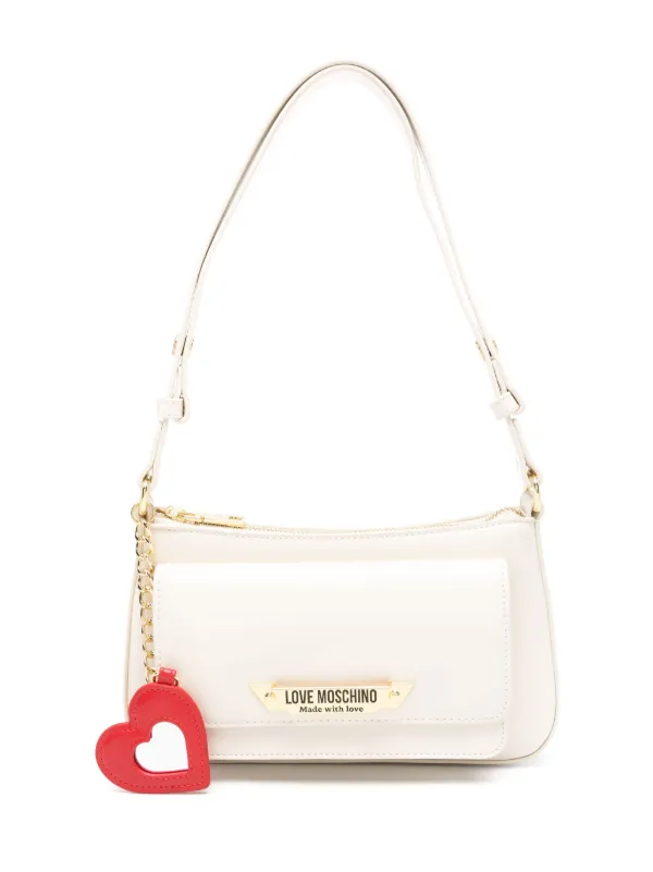 Love Moschino logo plaque Shoulder Bag White FARFETCH SA